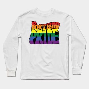 Portland Pride Festival - Rainbow - Oregon Silhouette Long Sleeve T-Shirt